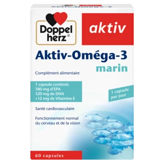 Illustration of the product packaging Doppelherz aktiv Aktiv-Oméga-3 front view